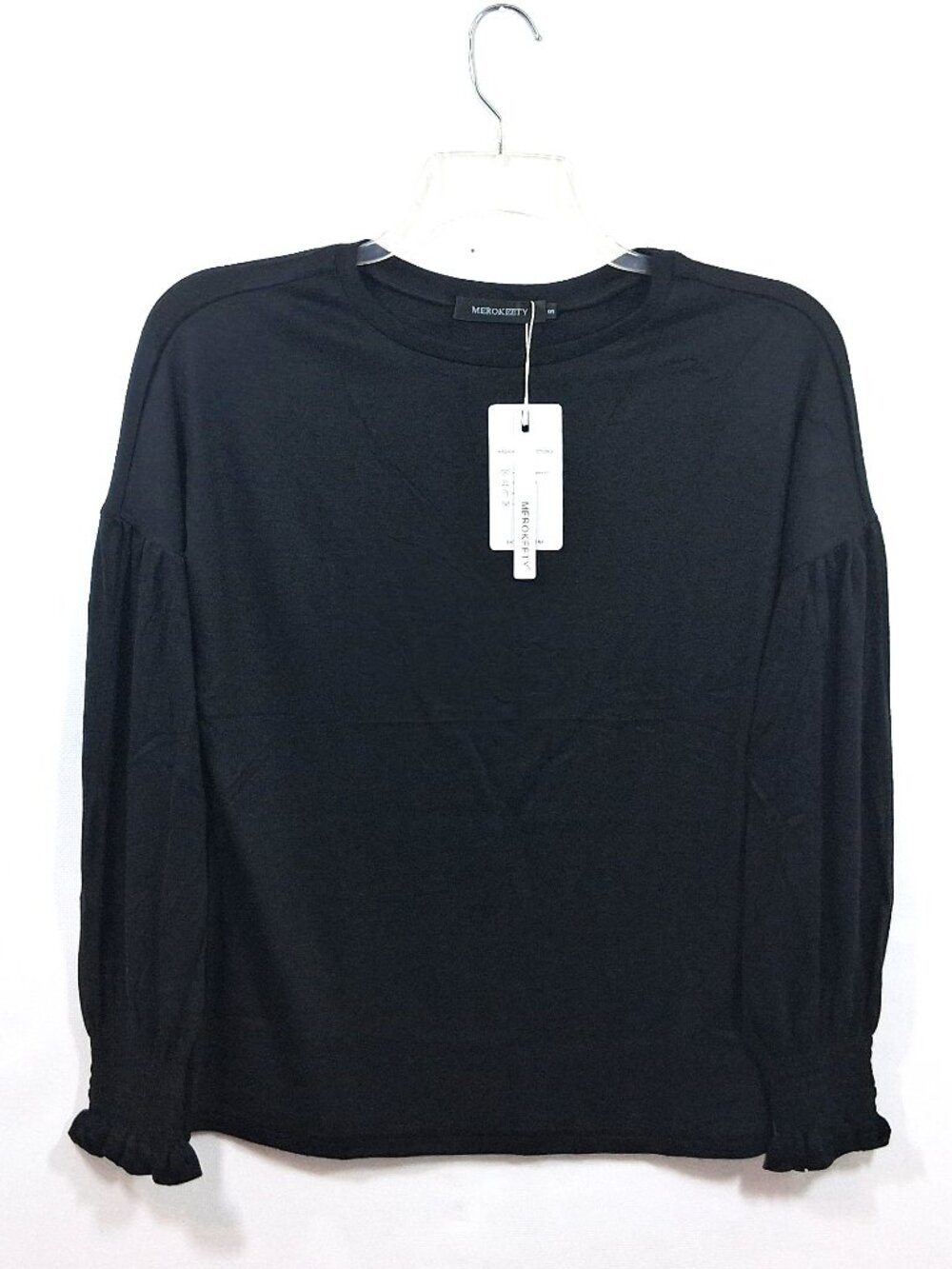 Black Batwing Ruffle Sleeve Casual Top Women S, Merokeety